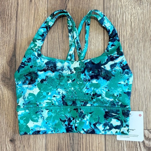 NWT Lululemon Energy Longline Bra Size 2 In Urban Undergrowth Kelly Green Multi - Picture 1 of 6